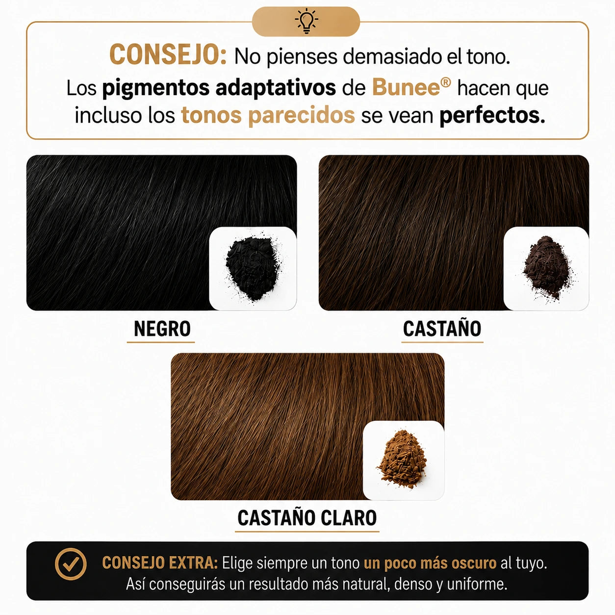 Bunee® - Pelo Más Denso en Solo 30 Segundos Sin Que Nadie Lo Note